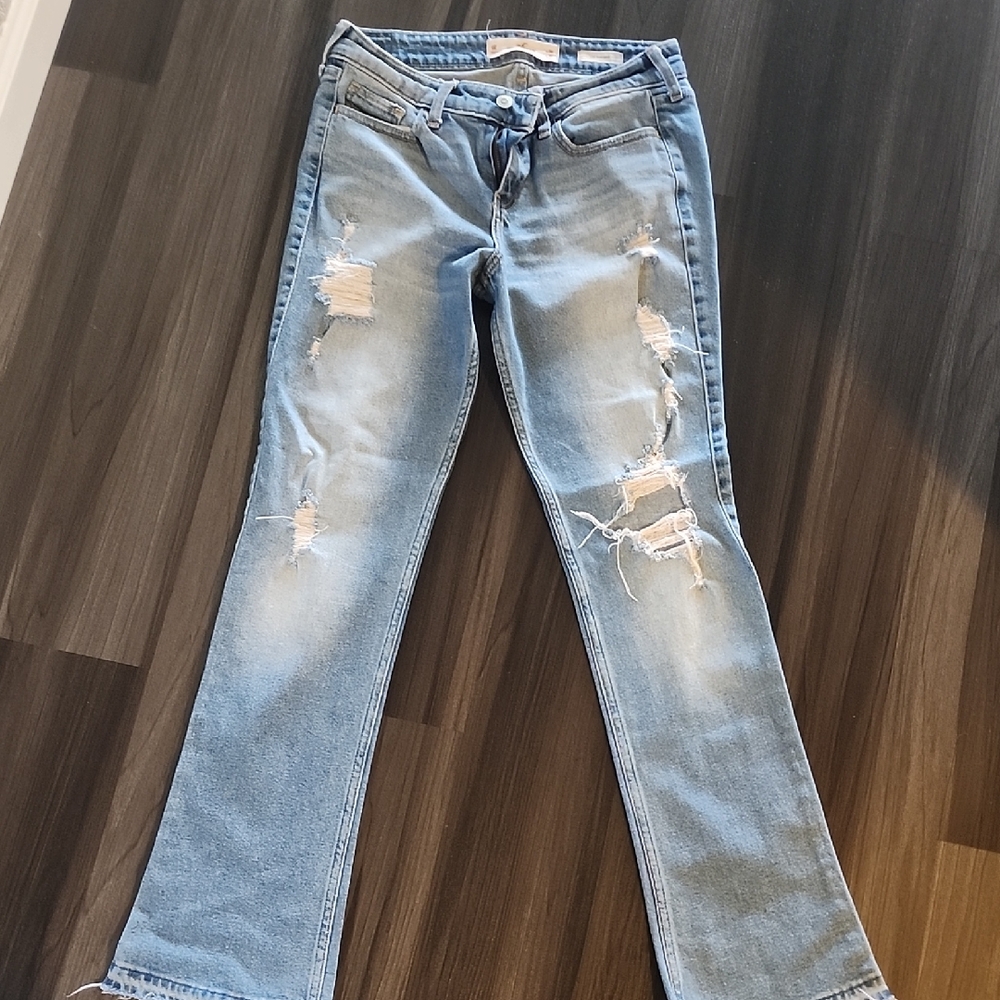 Hollister Light Wash Distressed Flare Jeans
